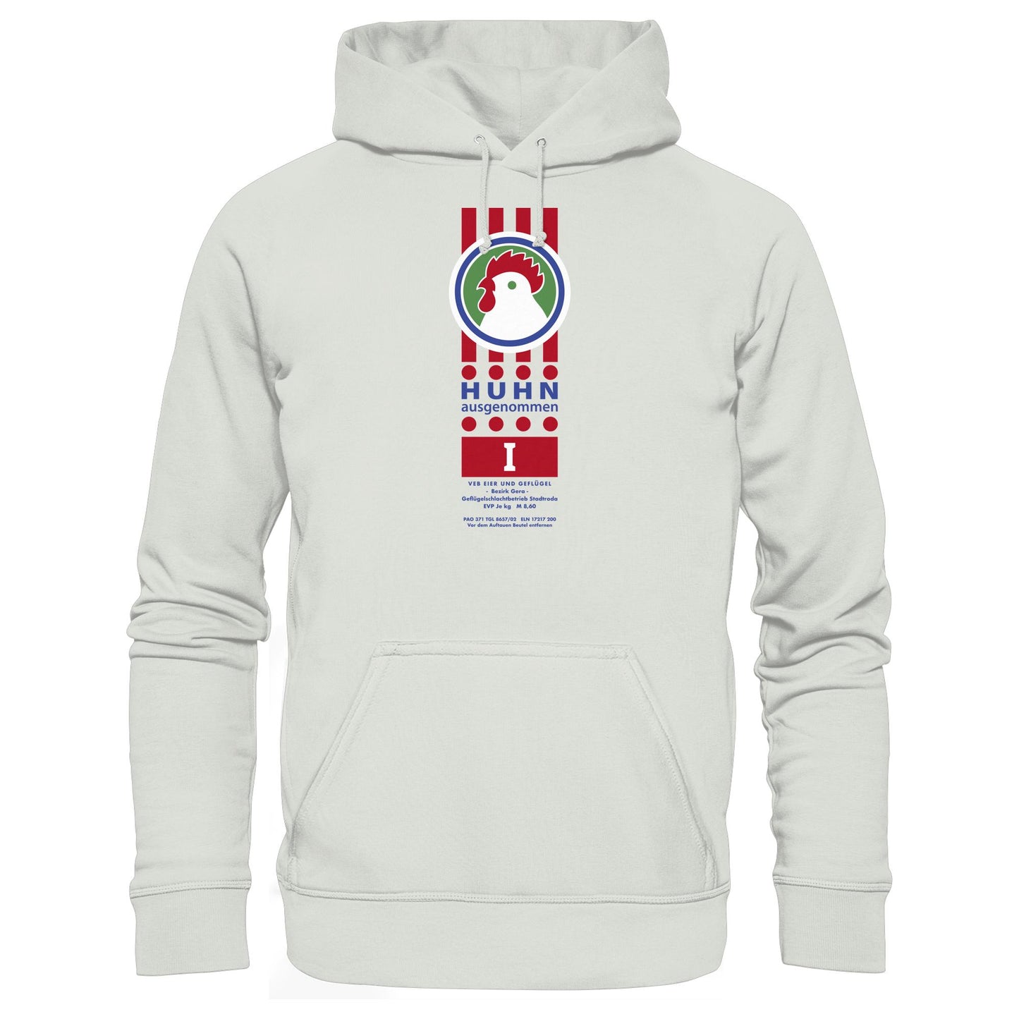 DDR Ostalgie Kapuze / Hoodie Unisex • HUHN AUSGENOMMEN - VEB EIER UND GEFLÜGEL GERA