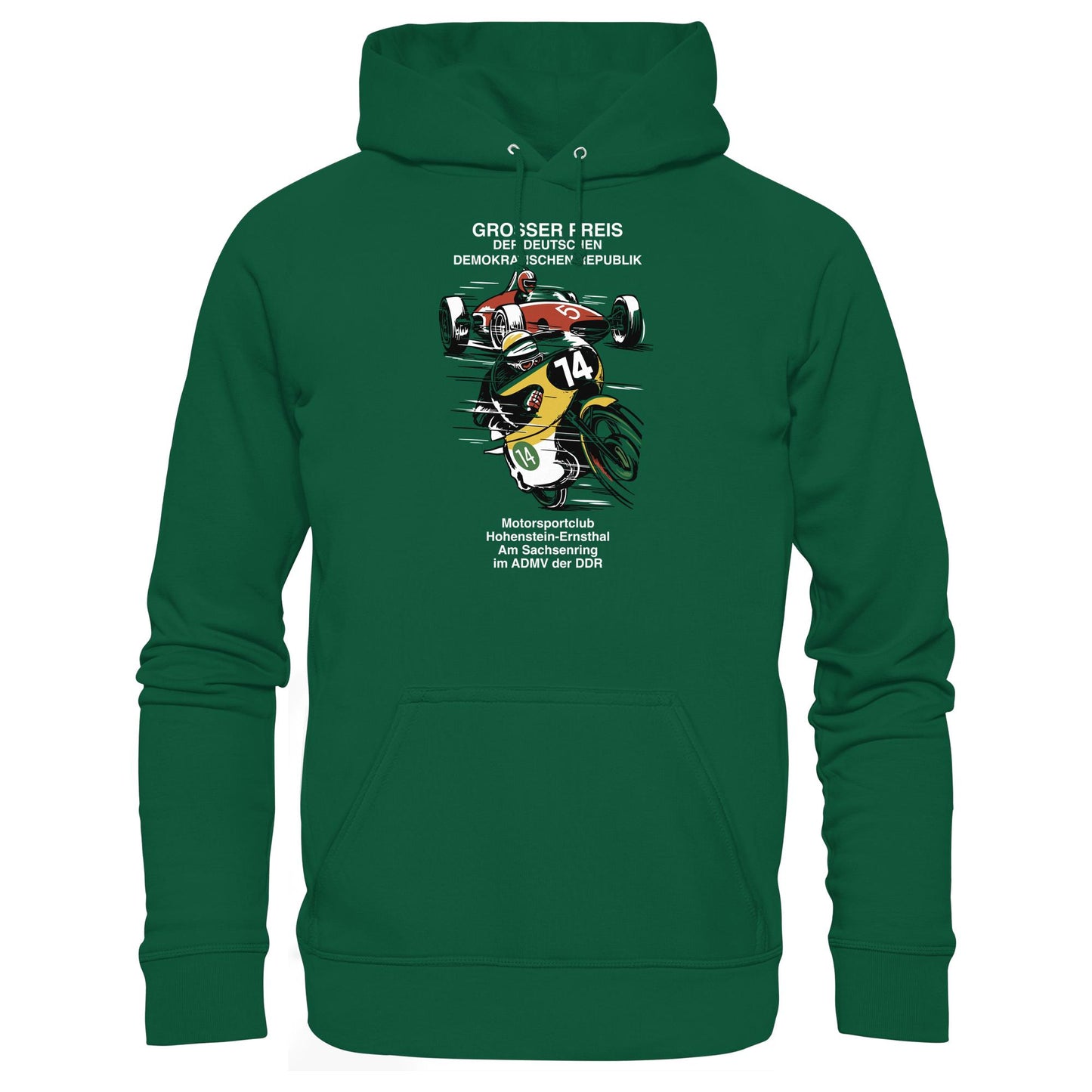 DDR Ostalgie Kapuze / Hoodie Unisex • MOTORSPORT HOHENSTEIN-ERNSTHAL - GROSSER PREIS DER DDR