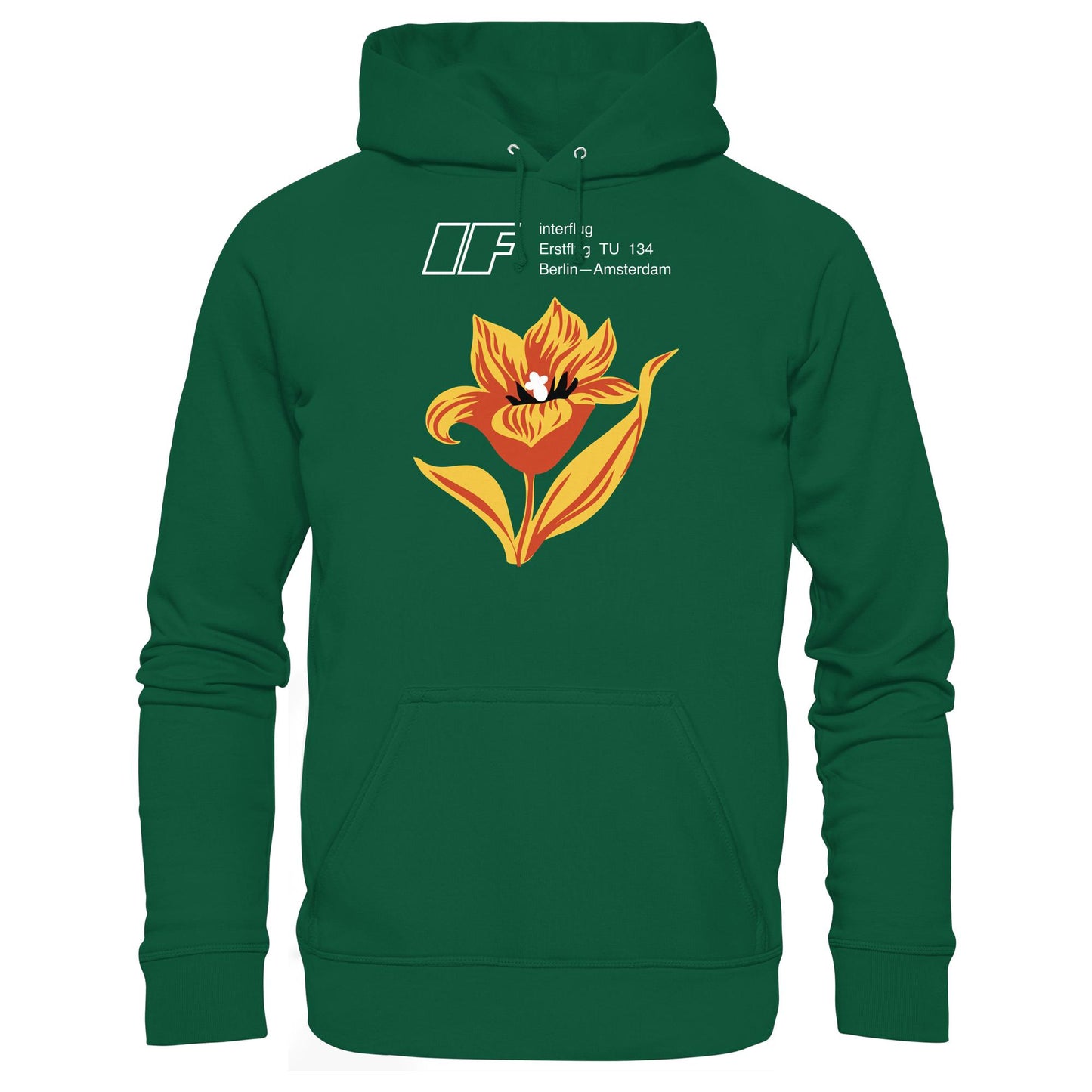 DDR Ostalgie Kapuze / Hoodie Unisex • INTERFLUG BERLIN - AMSTERDAM (ORIGINAL SONDERSTEMPEL)