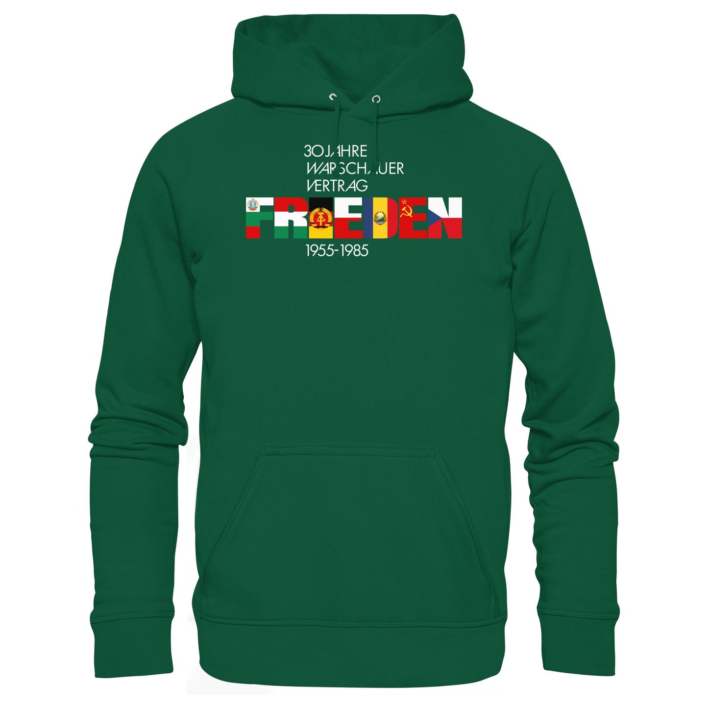 DDR Ostalgie Kapuze / Hoodie Unisex • FRIEDEN - 30 JAHRE WARSCHAUER VERTRAG (DDR-BRIEFMARKE)
