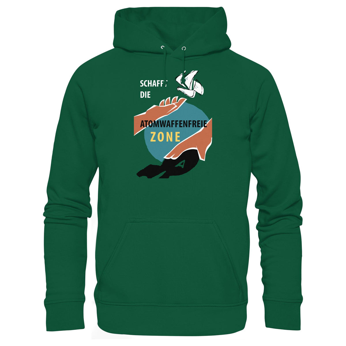 DDR Ostalgie Kapuze / Hoodie Unisex • SCHAFFT DIE ATOMWAFFENFREIE ZONE (ORIGINAL-PLAKAT)