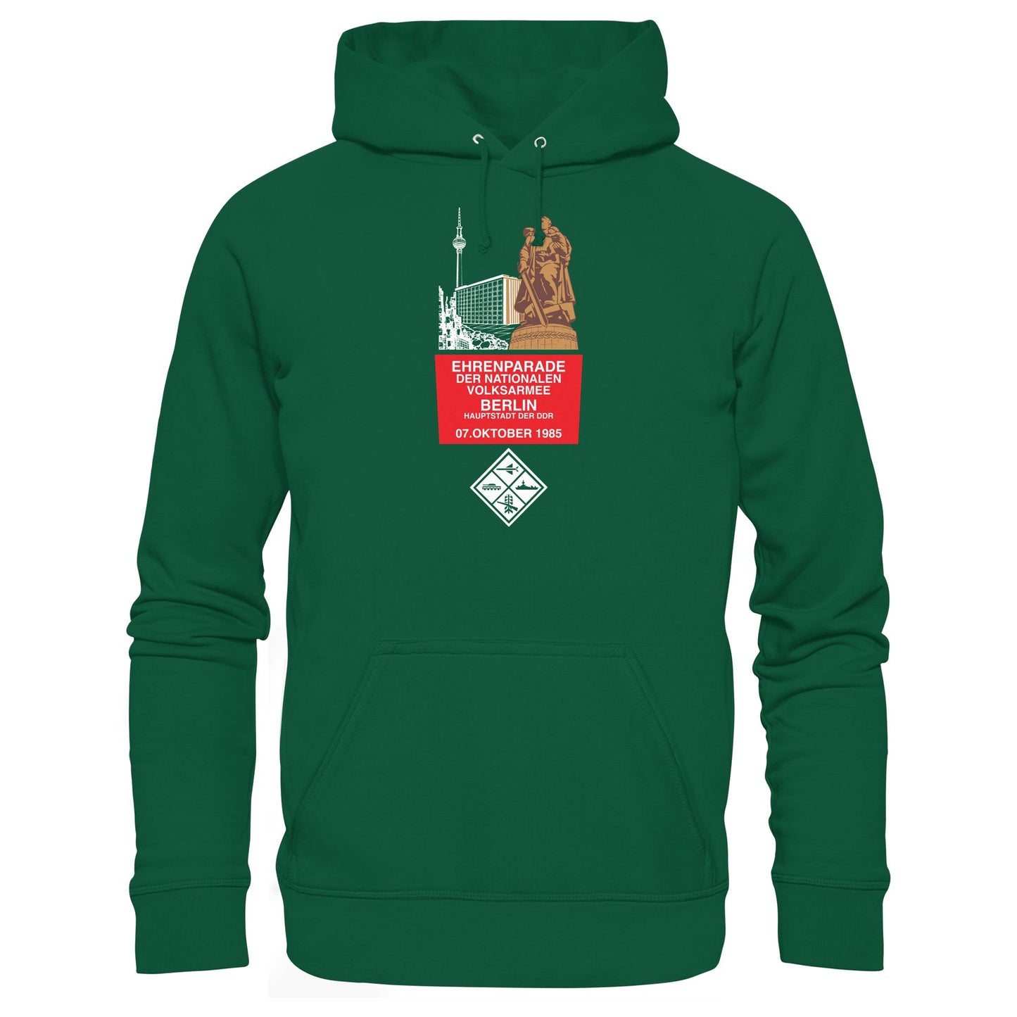 DDR Ostalgie Kapuze / Hoodie Unisex • EHRENPARADE DER NVA, 1985 BERLIN (ORIGINALWIMPEL)