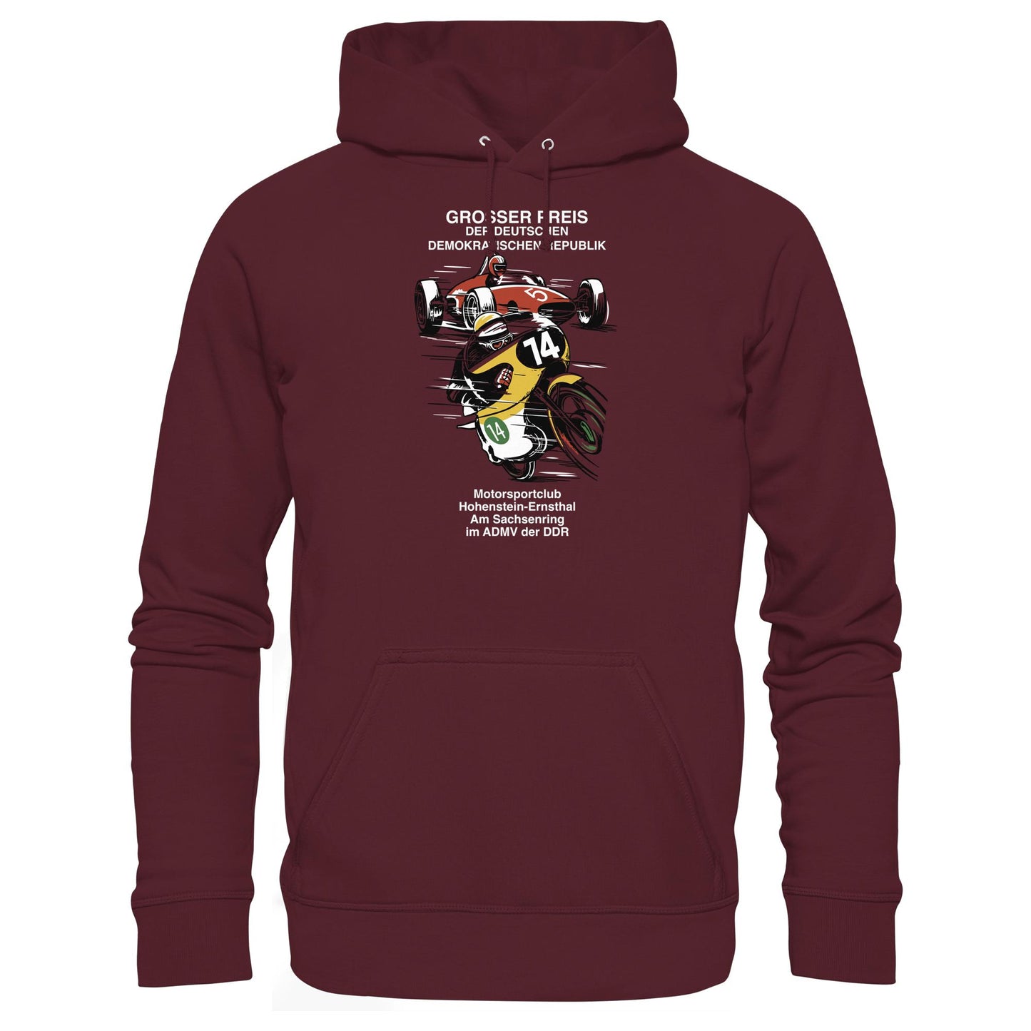 DDR Ostalgie Kapuze / Hoodie Unisex • MOTORSPORT HOHENSTEIN-ERNSTHAL - GROSSER PREIS DER DDR