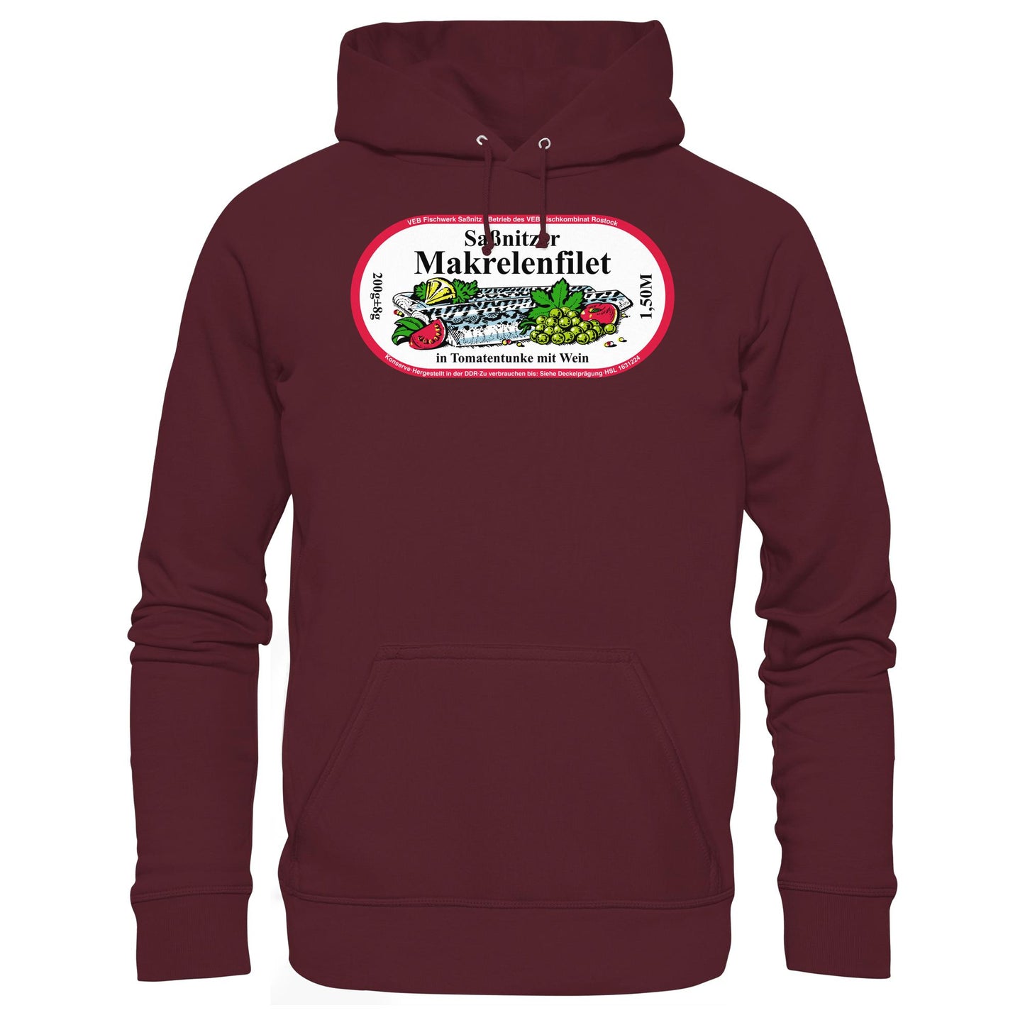 DDR Ostalgie Kapuze / Hoodie Unisex • SASSNITZER MAKRELENFILET - VEB FISCHWERK