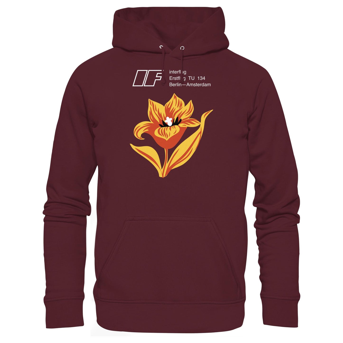 DDR Ostalgie Kapuze / Hoodie Unisex • INTERFLUG BERLIN - AMSTERDAM (ORIGINAL SONDERSTEMPEL)
