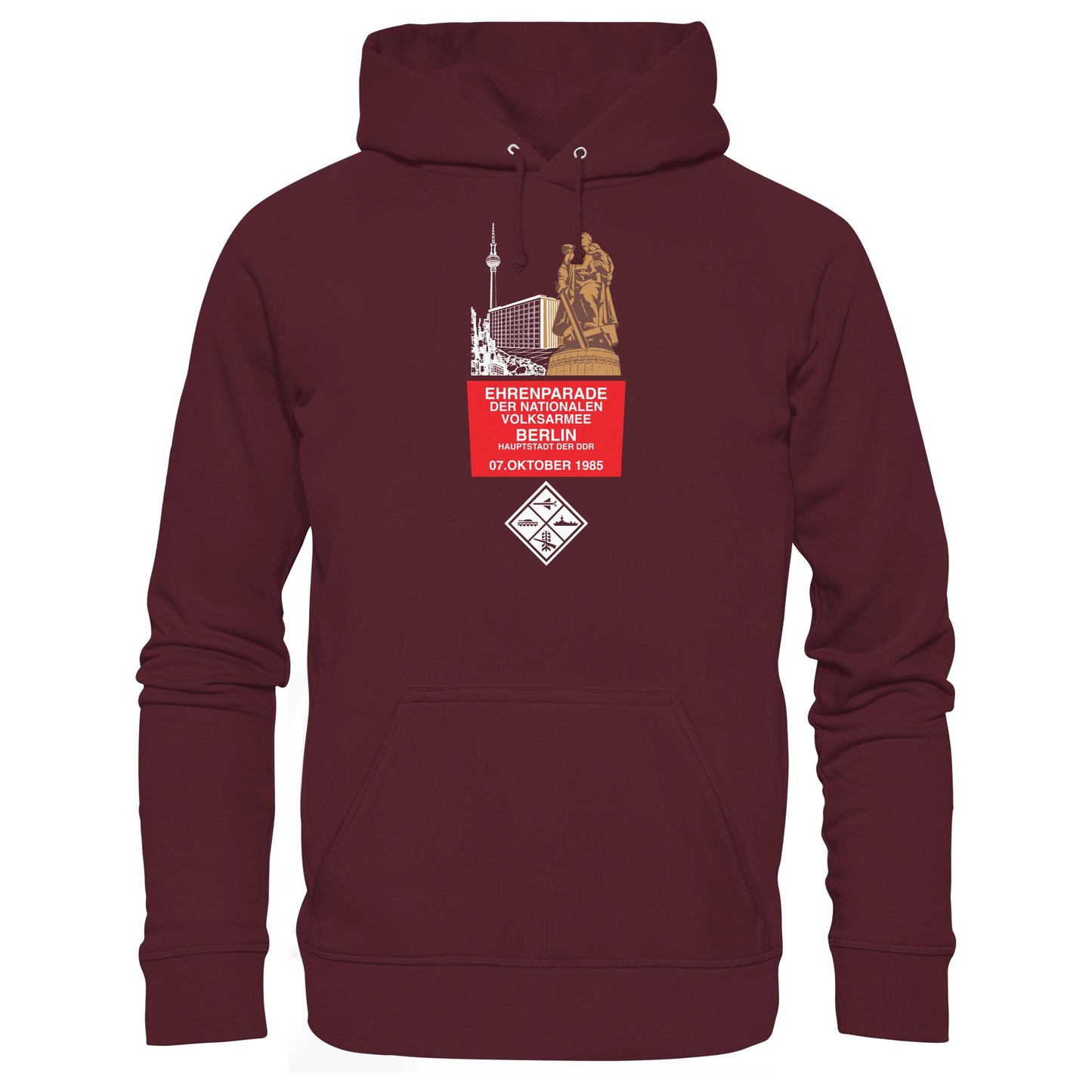 DDR Ostalgie Kapuze / Hoodie Unisex • EHRENPARADE DER NVA, 1985 BERLIN (ORIGINALWIMPEL)