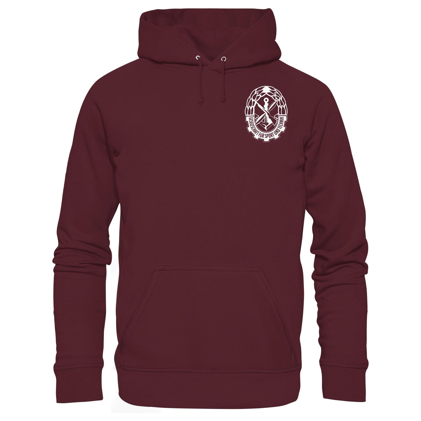DDR Ostalgie Kapuze / Hoodie Unisex • GST - GESELLSCHAFT FÜR SPORT UND TECHNIK (BRUST EMBLEM)
