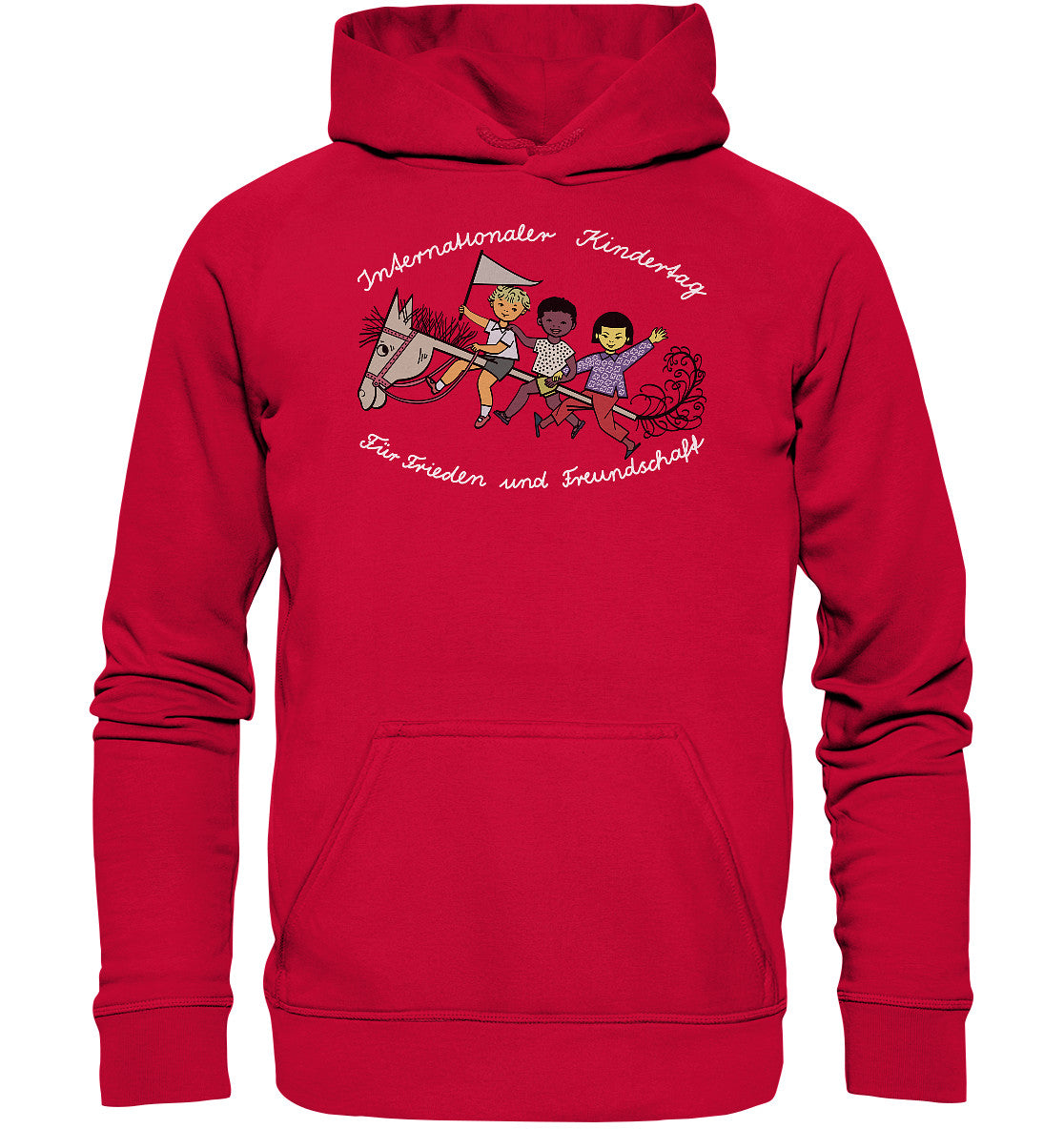 DDR Ostalgie Kapuze / Hoodie Unisex • INTERNATIONALER KINDERTAG, FÜR FRIEDEN UND FREUNDSCHAFT - ORIGINAL ILLUSTRATION
