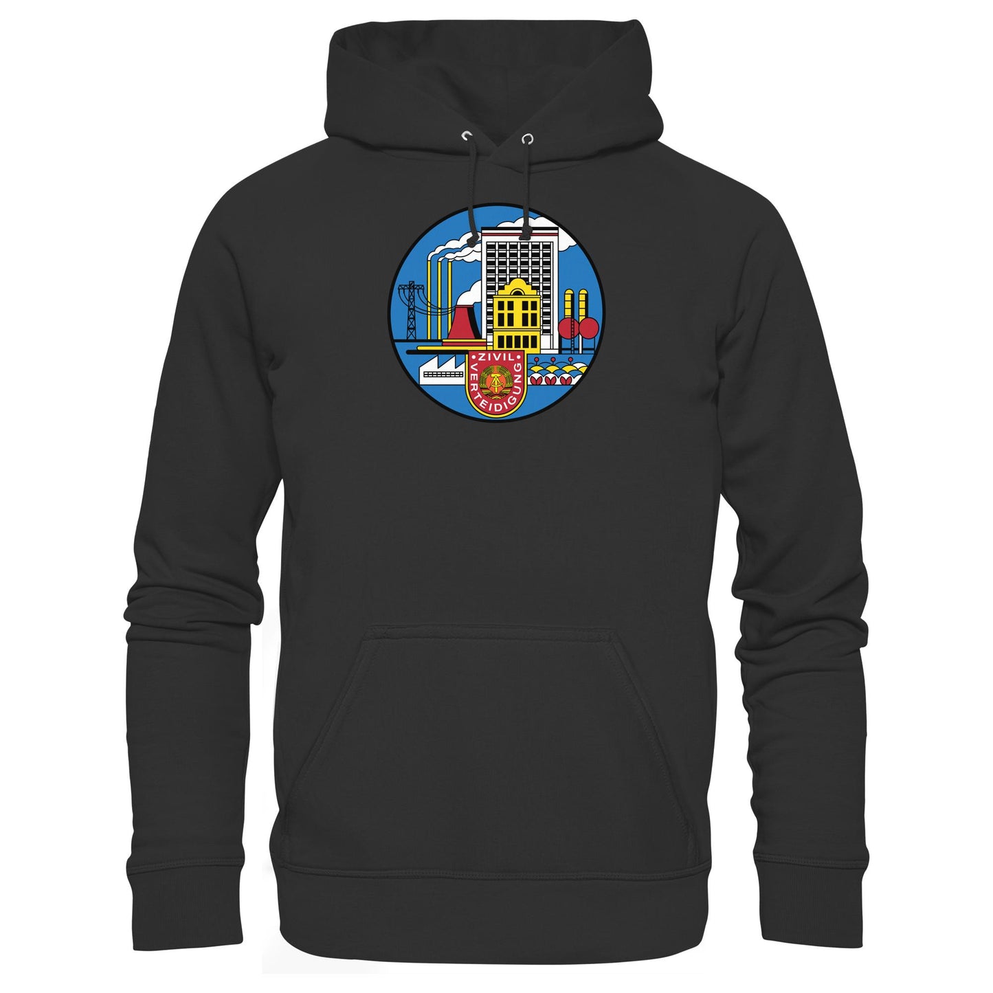 DDR Ostalgie Kapuze / Hoodie Unisex • DDR ZIVILVERTEIDIGUNG (ORIGINAL GLAS-DESIGN)