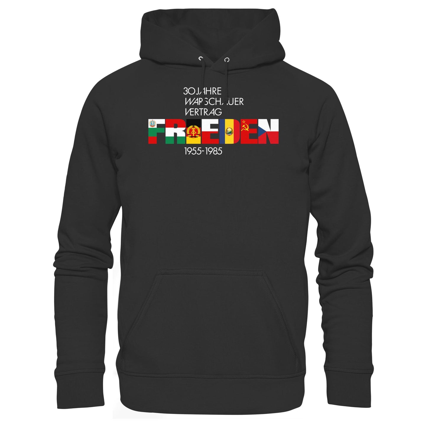 DDR Ostalgie Kapuze / Hoodie Unisex • FRIEDEN - 30 JAHRE WARSCHAUER VERTRAG (DDR-BRIEFMARKE)