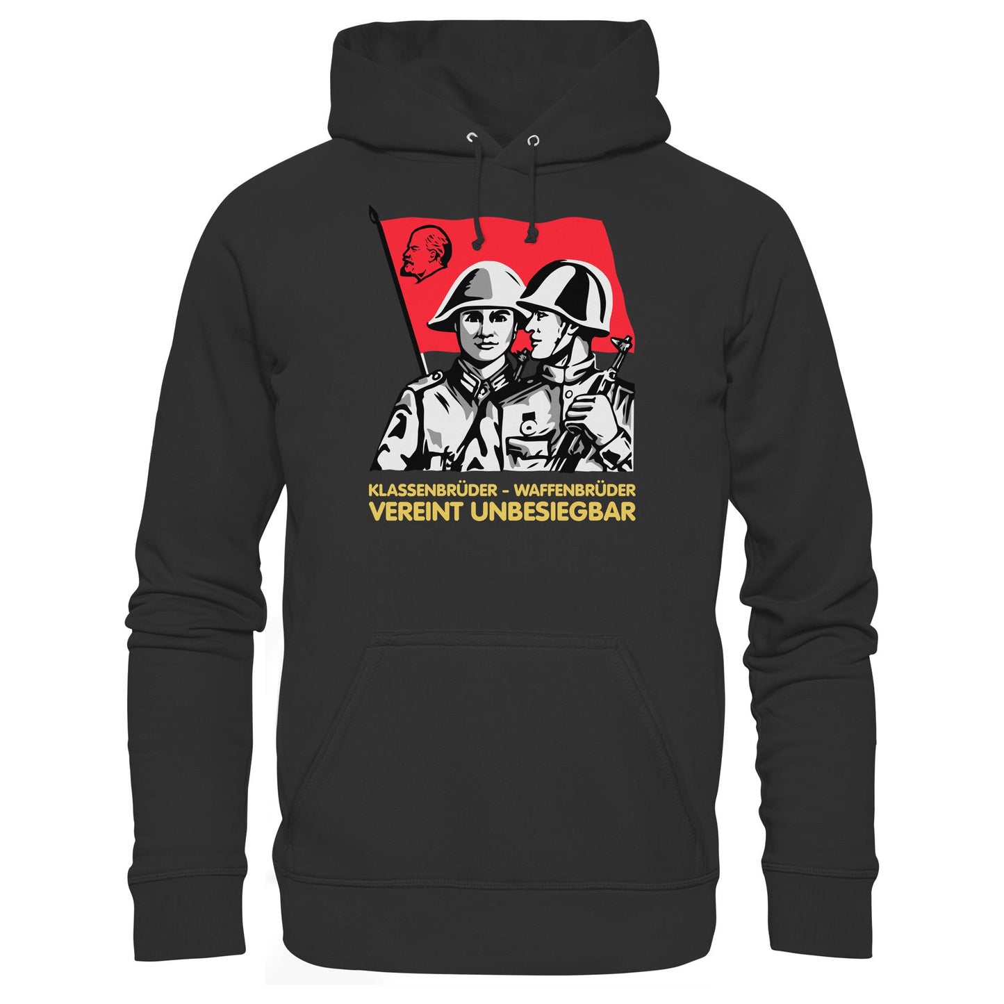 DDR Ostalgie Kapuze / Hoodie Unisex • KLASSENBRÜDER WAFFENBRÜDER - VEREINT UNBESIEGBAR (NVA)