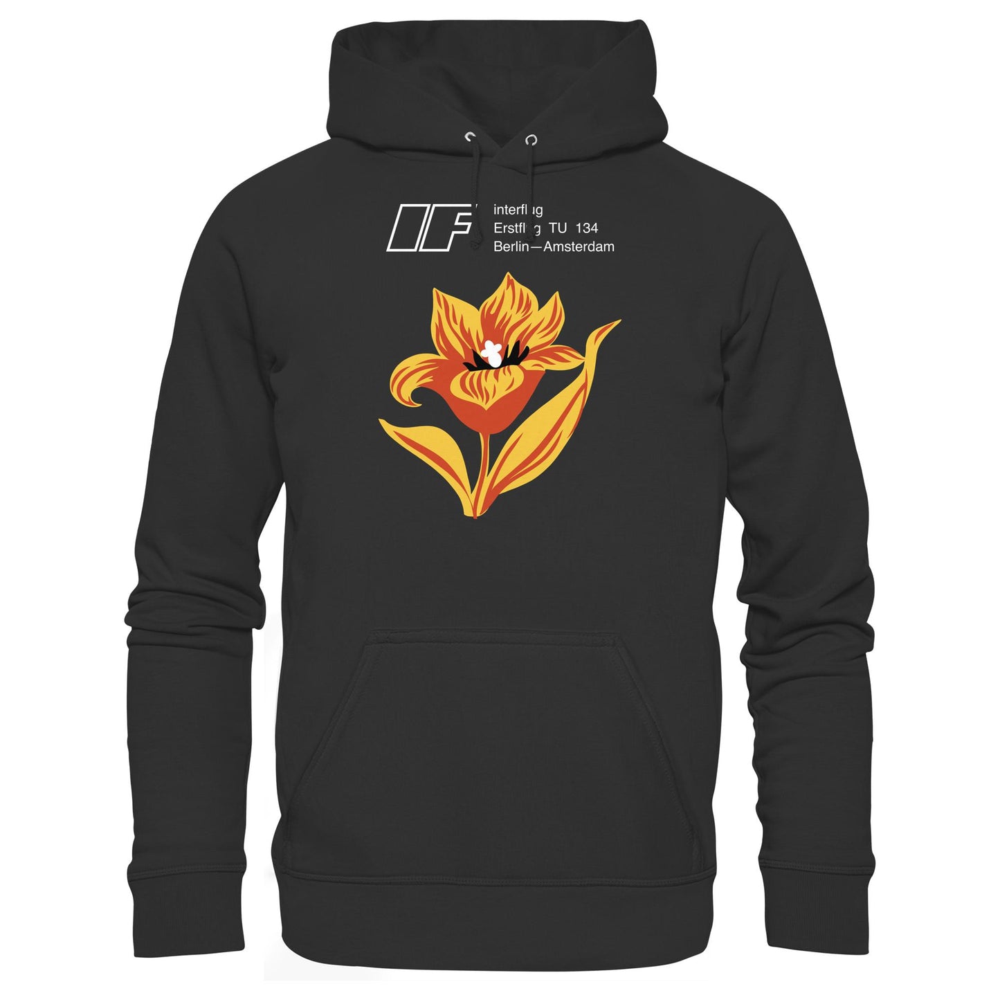 DDR Ostalgie Kapuze / Hoodie Unisex • INTERFLUG BERLIN - AMSTERDAM (ORIGINAL SONDERSTEMPEL)