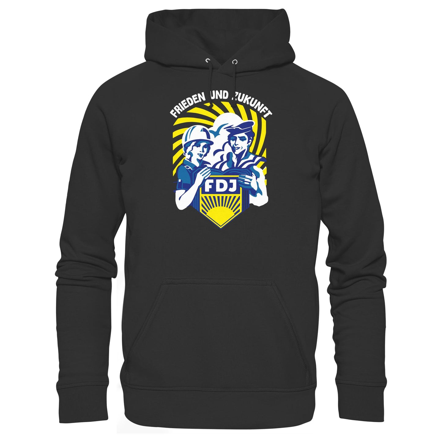 DDR Ostalgie Kapuze / Hoodie Unisex • FDJ - FRIEDEN UND ZUKUNFT (ORIGINAL WIMPEL)