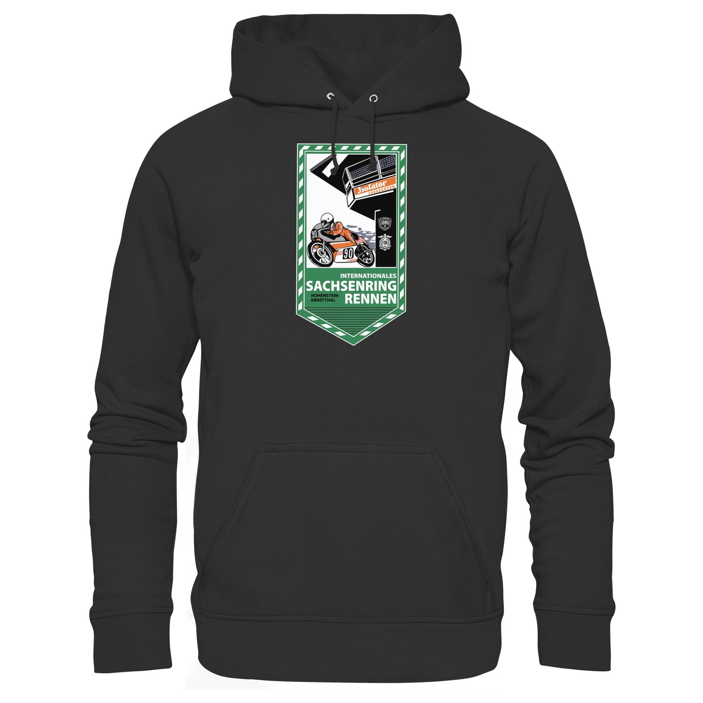 DDR Ostalgie Kapuze / Hoodie Unisex • SACHSENRING-RENNEN ZWICKAU 1990 (ORIGINAL-WIMPEL)
