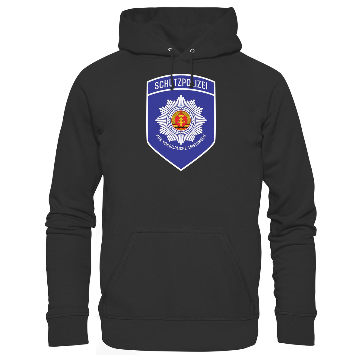 DDR Ostalgie Kapuze / Hoodie Unisex • SCHUTZPOLIZEI - FÜR VORBILDLICHE LEISTUNGEN (ORIGINAL-AUFNÄHER)