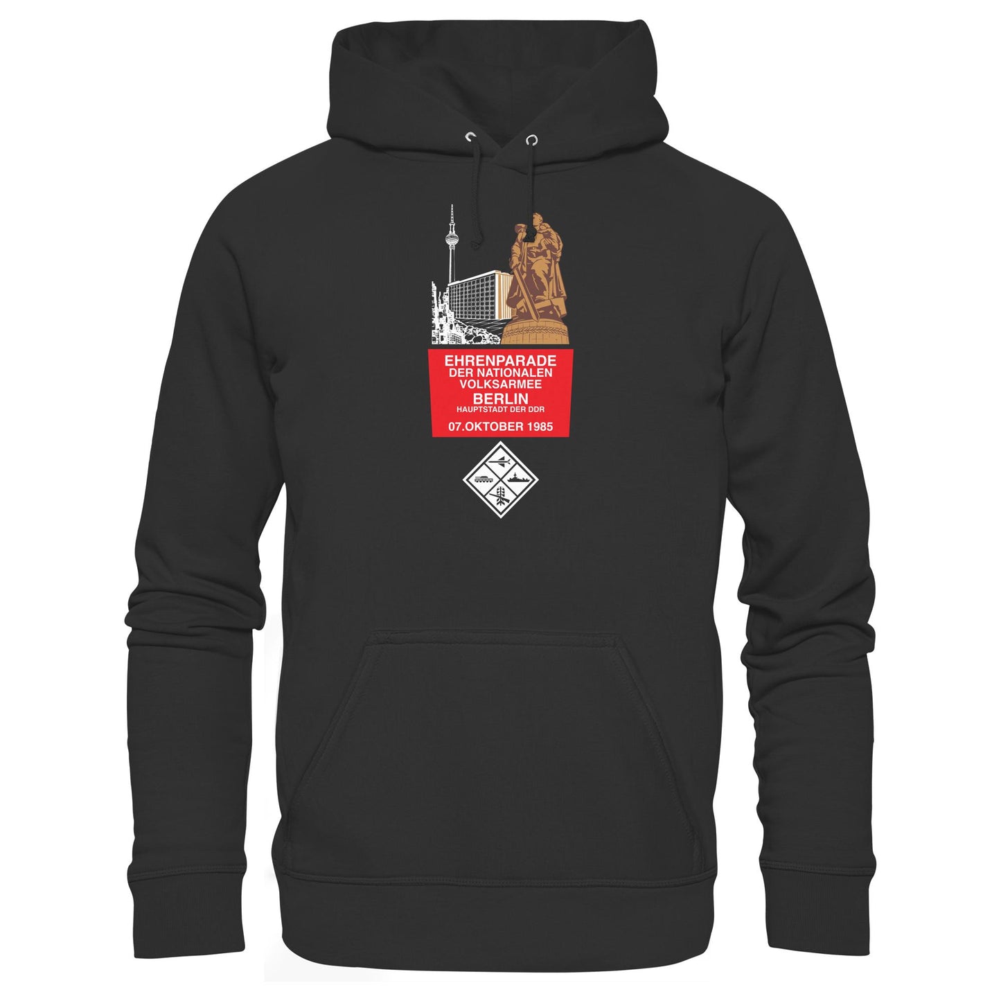 DDR Ostalgie Kapuze / Hoodie Unisex • EHRENPARADE DER NVA, 1985 BERLIN (ORIGINALWIMPEL)