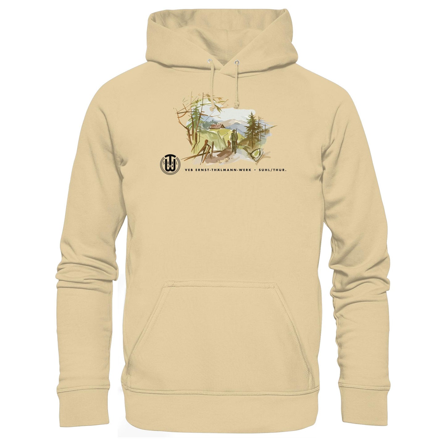 DDR Ostalgie Kapuze / Hoodie Unisex • VEB SUHL ERNST-THÄLMANN-WERK (ORIGINAL-PROSPEKT)
