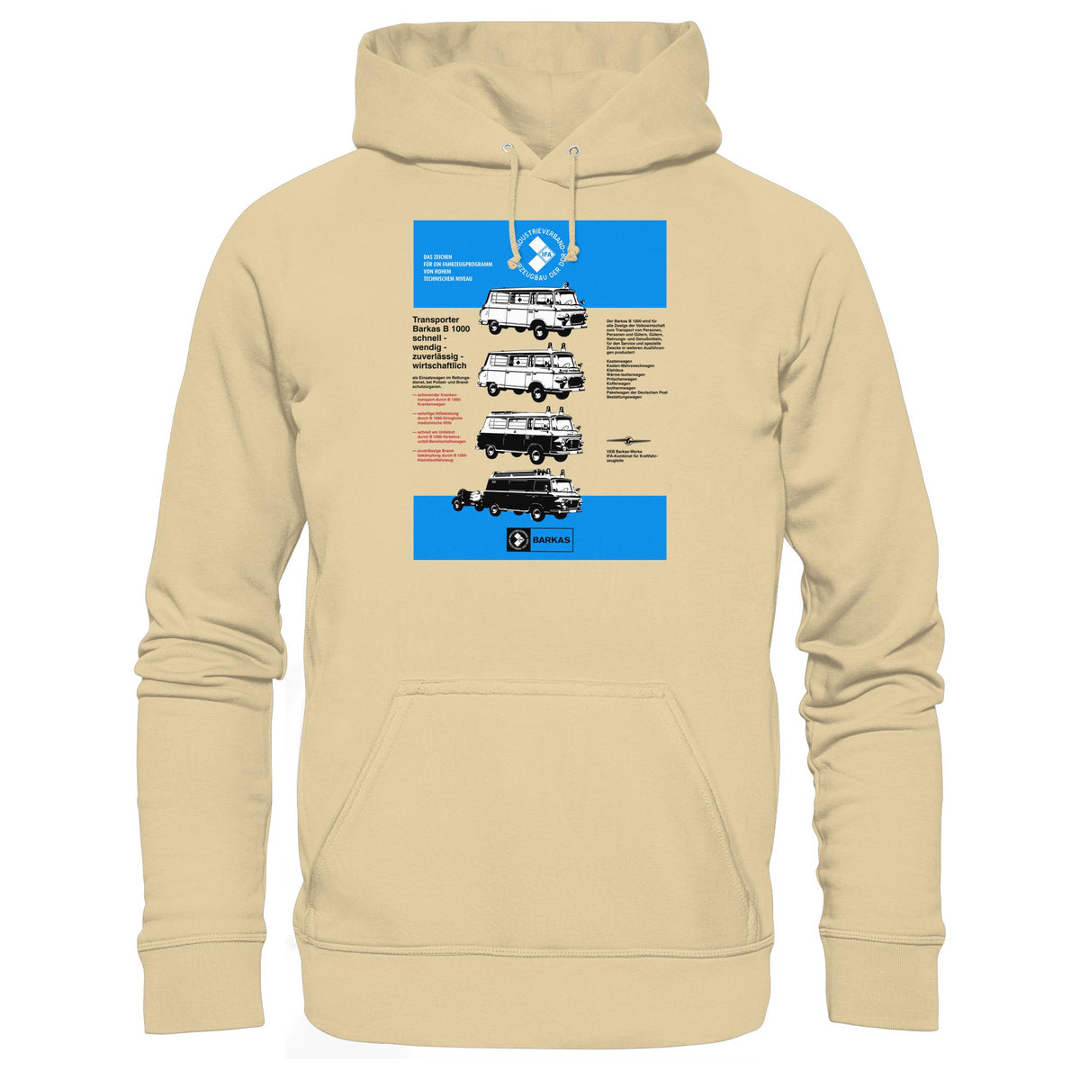 DDR Ostalgie Kapuze / Hoodie Unisex • IFA BARKAS B 1000 (ORIGINAL-PLAKAT)