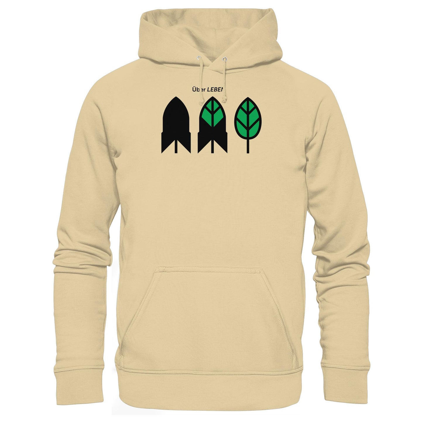 DDR Ostalgie Kapuze / Hoodie Unisex • ÜBER LEBEN (ORIGINAL FRIEDENS-PLAKAT)