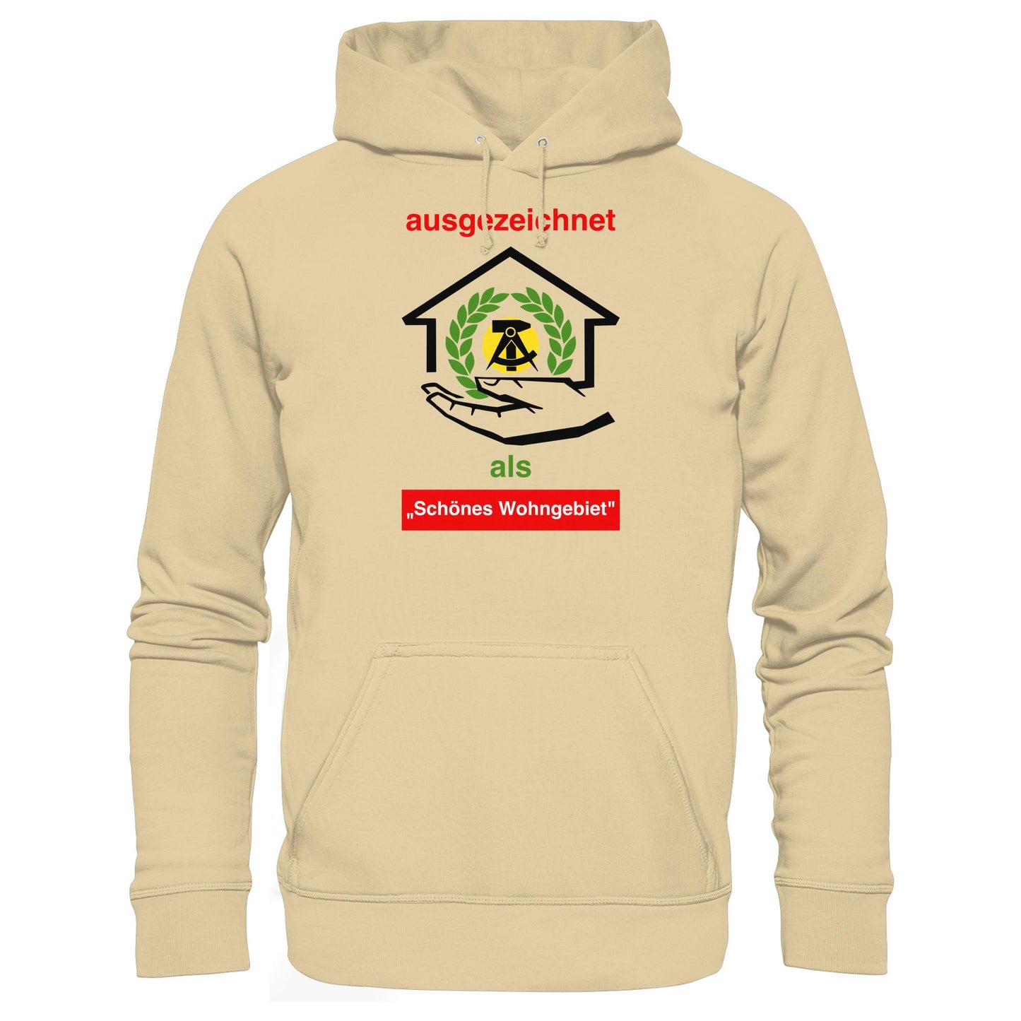 DDR Ostalgie Kapuze / Hoodie Unisex • AUSZEICHNUNG SCHÖNES WOHNGEBIET (ORIGINAL SCHILD)