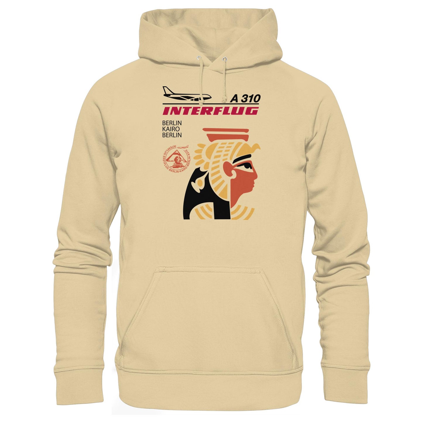 DDR Ostalgie Kapuze / Hoodie Unisex • INTERFLUG BERLIN - KAIRO (ORIGINAL SONDERSTEMPEL)