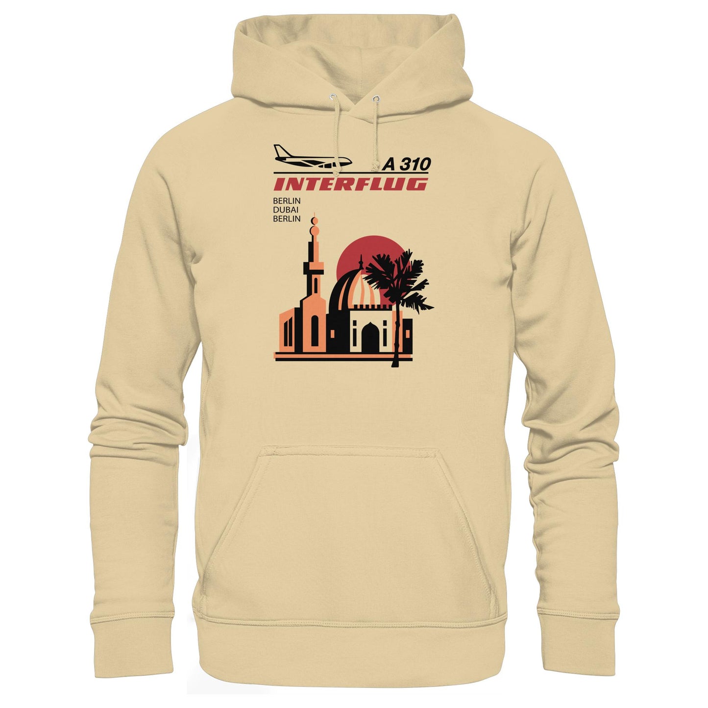 DDR Ostalgie Kapuze / Hoodie Unisex • INTERFLUG BERLIN - DUBAI (ORIGINAL SONDERSTEMPEL)