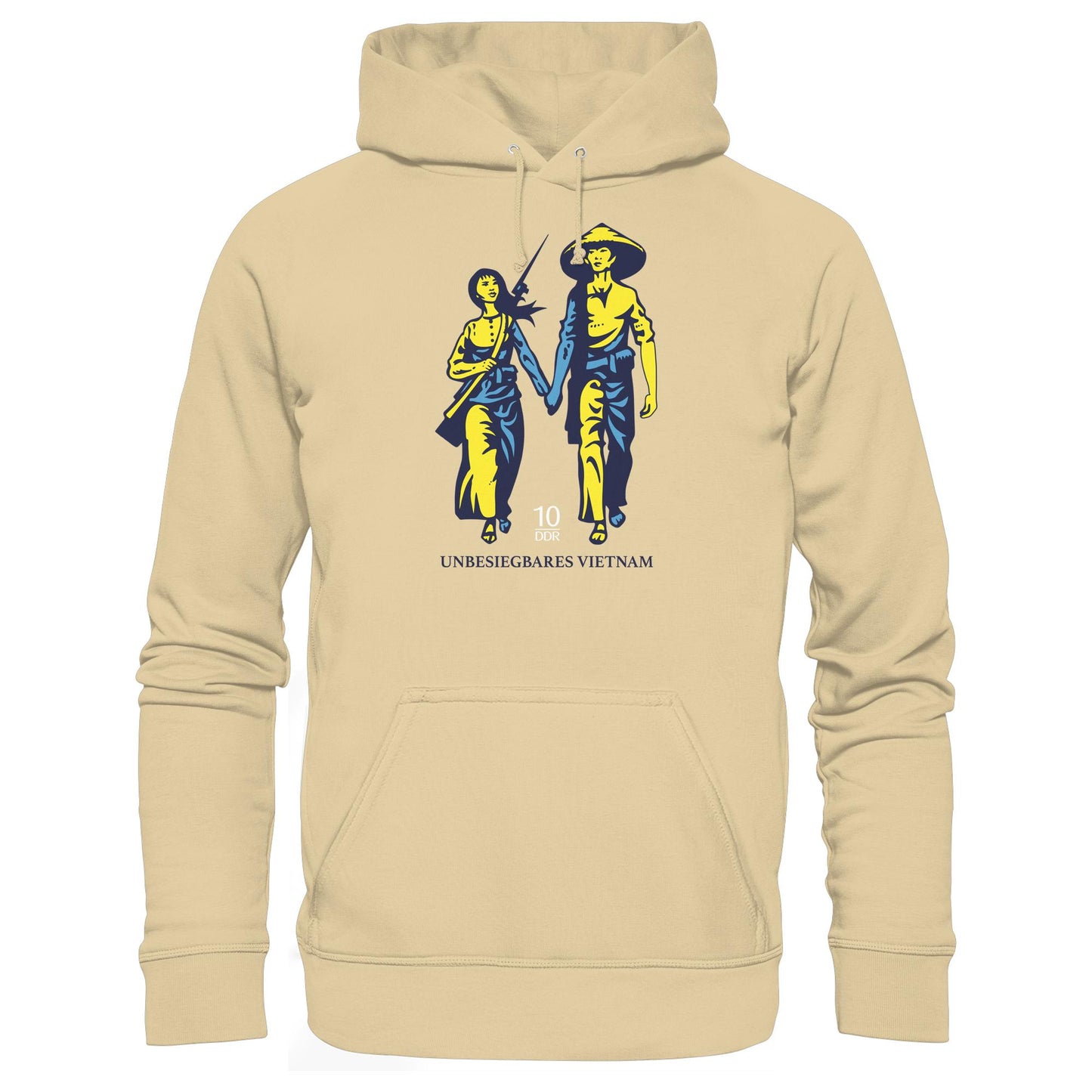 DDR Ostalgie Kapuze / Hoodie Unisex • UNBESIEGBARES VIETNAM (ORIGINAL DDR-BRIEFMARKE)