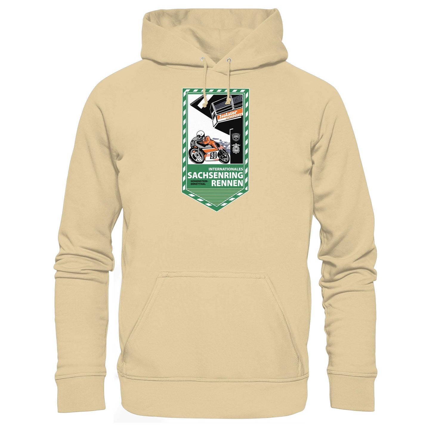 DDR Ostalgie Kapuze / Hoodie Unisex • SACHSENRING-RENNEN ZWICKAU 1990 (ORIGINAL-WIMPEL)