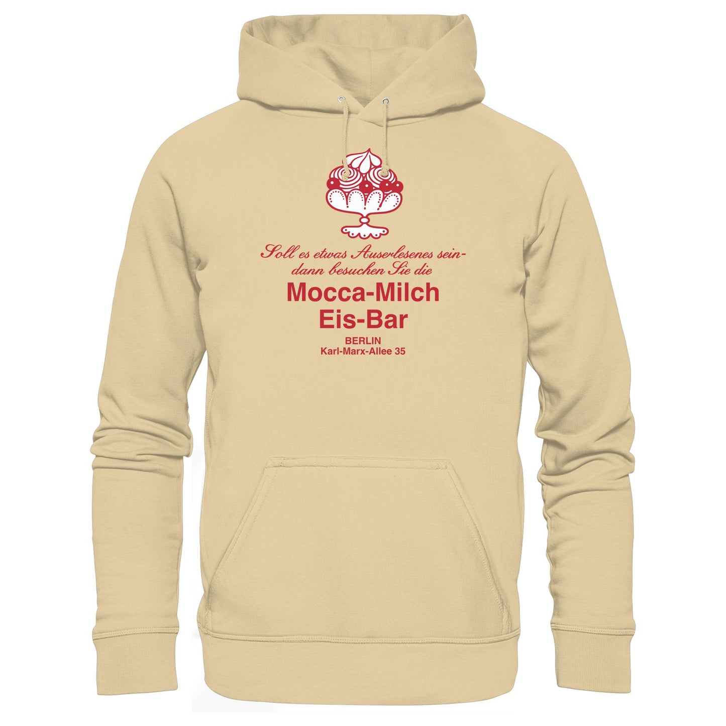DDR Ostalgie Kapuze / Hoodie Unisex • MOKKA-MILCH-EIS-BAR BERLIN (ORIGINAL UNTERSETZER)
