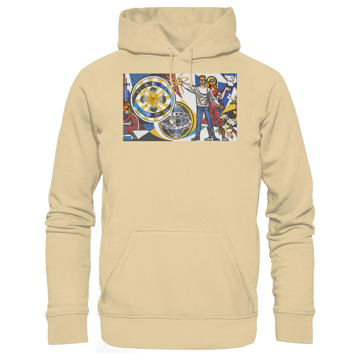 DDR Ostalgie Kapuze / Hoodie Unisex • WALTER WOMACKA - JUNGES PAAR MIT FRIEDENSTAUBE (MOSAIK HAUS DES LEHRERS, 1964)
