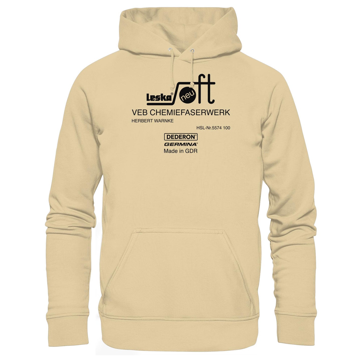 DDR Ostalgie Kapuze / Hoodie Unisex • LESKA VEB CHEMIEFASERWERK HERBERT WARNKE - DEDERON, GERMINA