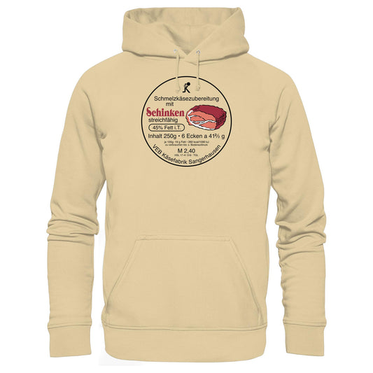 DDR Ostalgie Kapuze / Hoodie Unisex • SCHMELZKÄSE MIT SCHINKEN - VEB KÄSEFABRIK SANGERHAUSEN