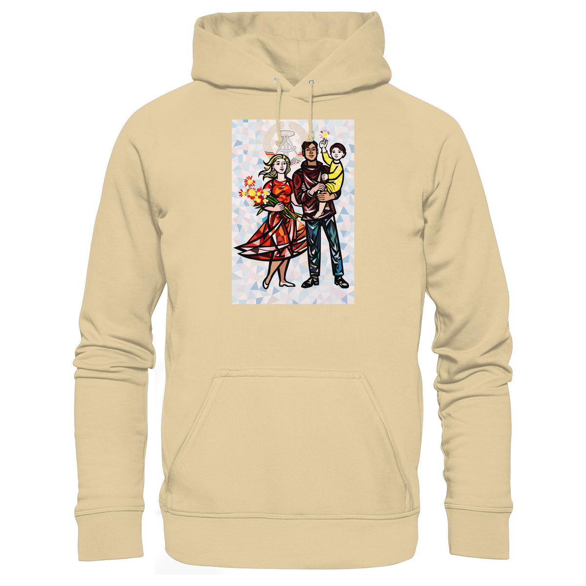 DDR Ostalgie Kapuze / Hoodie Unisex • WALTER WOMACKA - UNSERE FAMILIE mit Hintergrund (STAATSRATSGEBÄUDE, Aus der Geschichte der Deutschen Arbeiterbewegung, 1964)