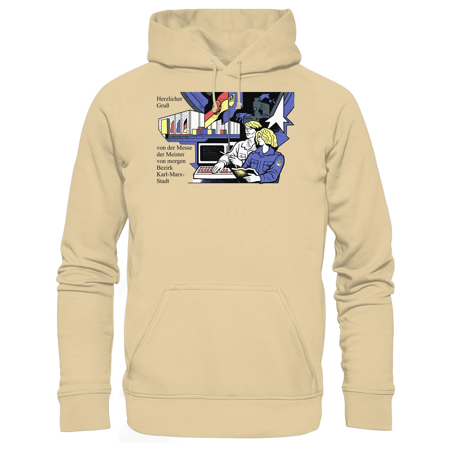 DDR Ostalgie Kapuze / Hoodie Unisex • MESSE DER MEISTER VON MORGEN, KARL-MARX-STADT (ORIGINAL BRIEFMARKE)