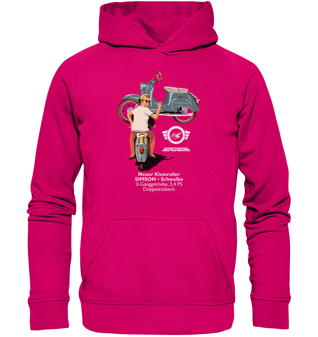 DDR Ostalgie Kapuze / Hoodie Unisex • SIMSON SCHWALBE - ORIGINAL WERBUNG 1964 - PLAKAT