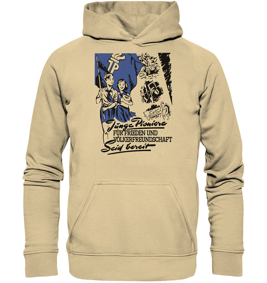 DDR Ostalgie Kapuze / Hoodie Unisex • JUNGE PIONIERE FÜR FRIEDEN UND VÖLKERFREUNDSCHAFT - SEID BEREIT