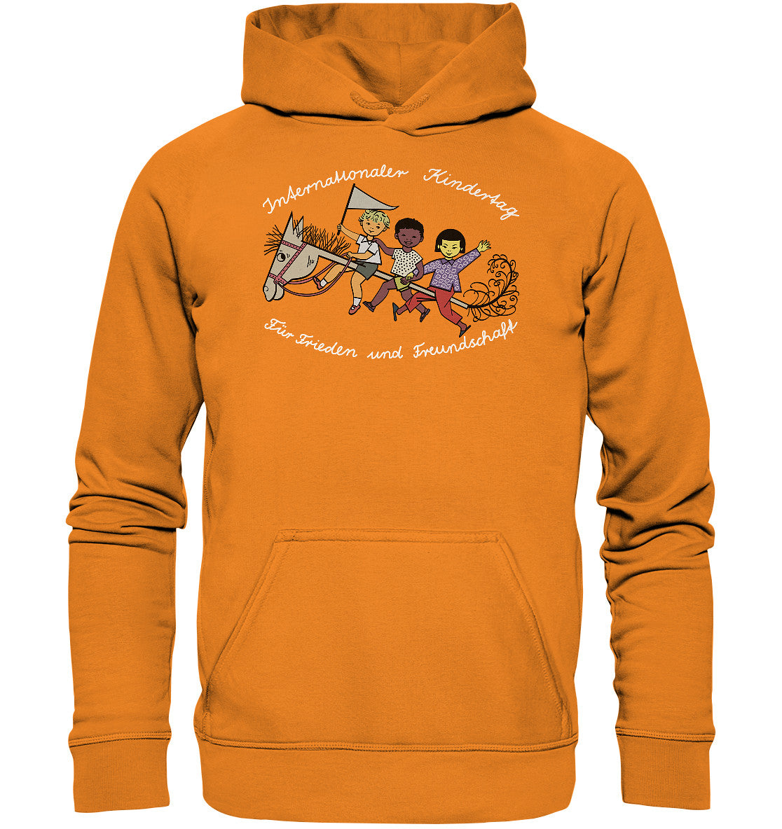 DDR Ostalgie Kapuze / Hoodie Unisex • INTERNATIONALER KINDERTAG, FÜR FRIEDEN UND FREUNDSCHAFT - ORIGINAL ILLUSTRATION