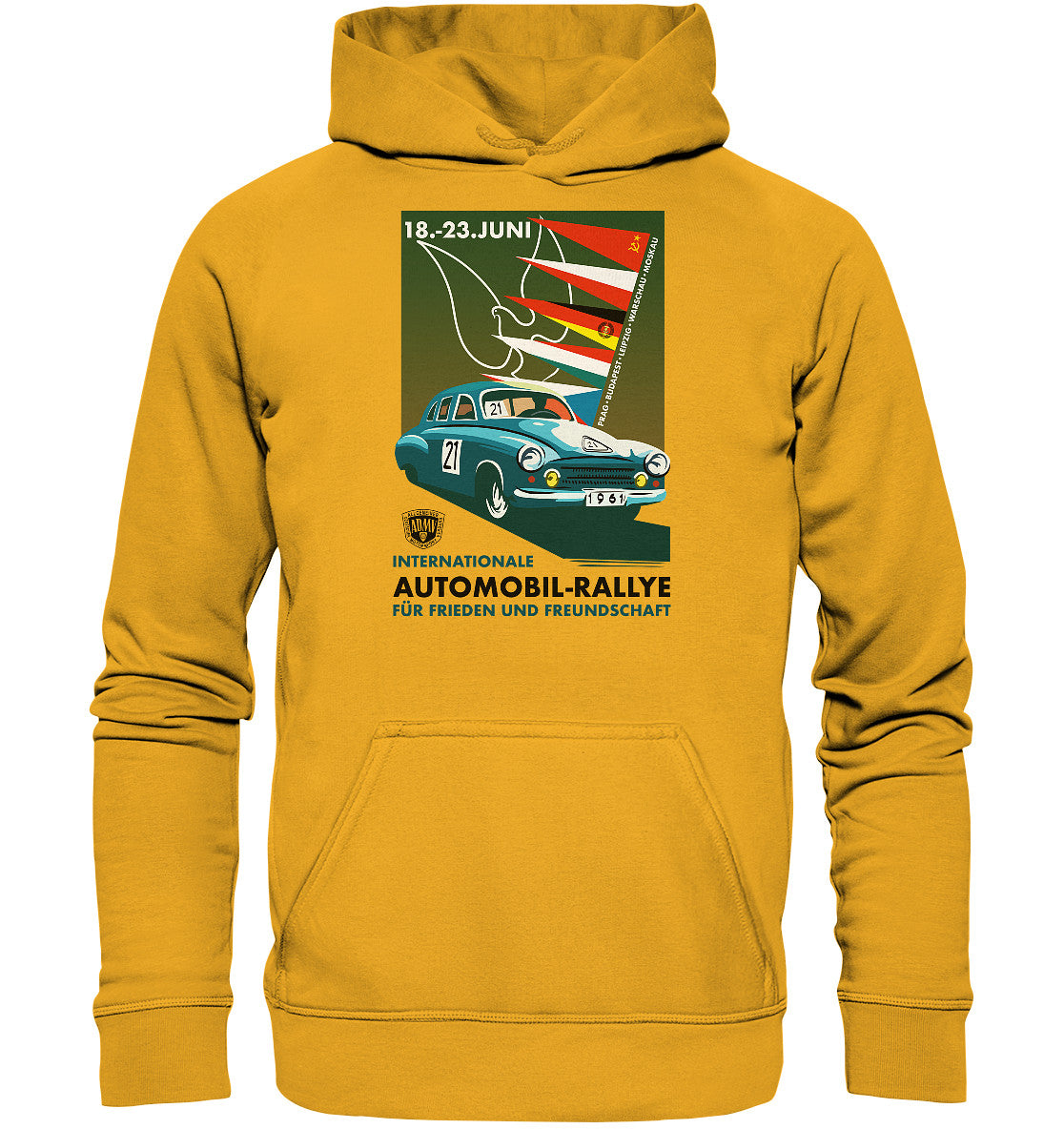 DDR Ostalgie Kapuze / Hoodie Unisex • INTERNATIONALE RALLYE WARTBURG 1961 (ORIGINAL-PLAKAT)