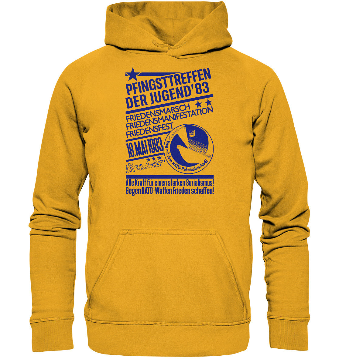 DDR Ostalgie Kapuze / Hoodie Unisex • PFINGSTTREFFEN 1983 - GEGEN NATO-WAFFEN - ORIGINAL ILLUSTRATION