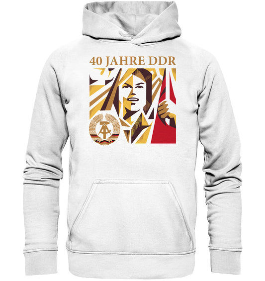 DDR Ostalgie Kapuze / Hoodie Unisex • 40 JAHRE DDR - BRIEFMARKE - Basic Unisex Hoodie