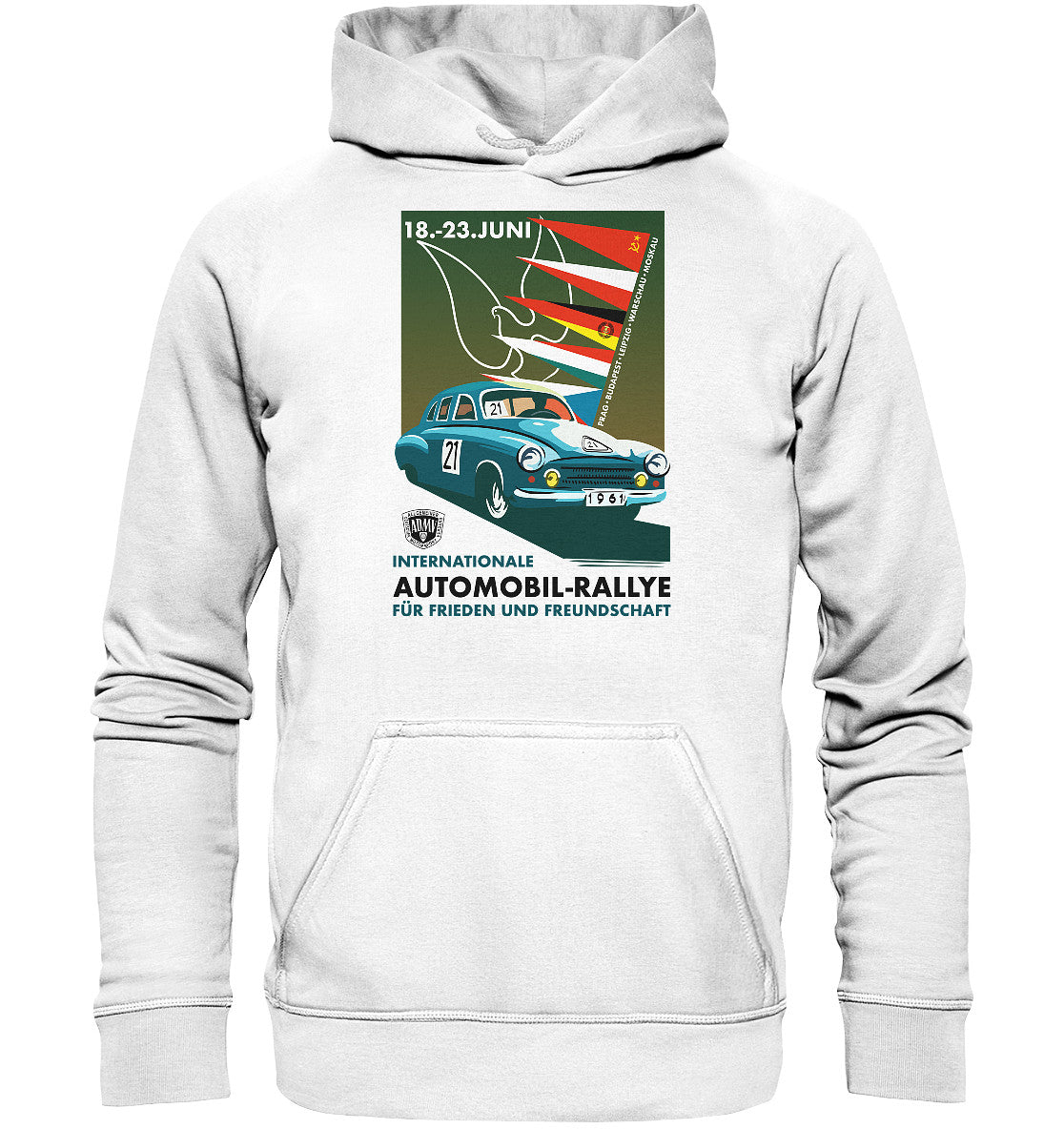 DDR Ostalgie Kapuze / Hoodie Unisex • INTERNATIONALE RALLYE WARTBURG 1961 (ORIGINAL-PLAKAT)