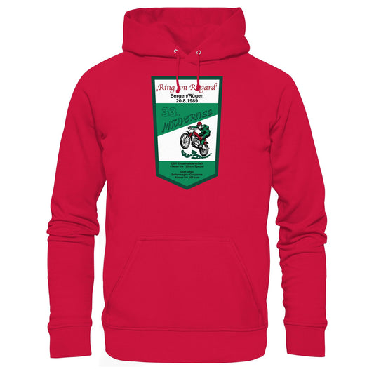 DDR Ostalgie Kapuze / Hoodie Unisex • RING AM RUGARD, RÜGEN 33. MOTO-CROSS-RENNEN 1989 (ORIGINAL-WIMPEL)