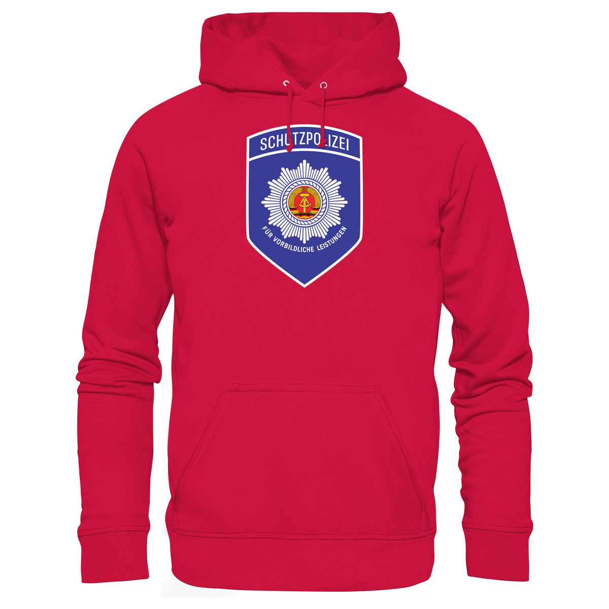 DDR Ostalgie Kapuze / Hoodie Unisex • SCHUTZPOLIZEI - FÜR VORBILDLICHE LEISTUNGEN (ORIGINAL-AUFNÄHER)