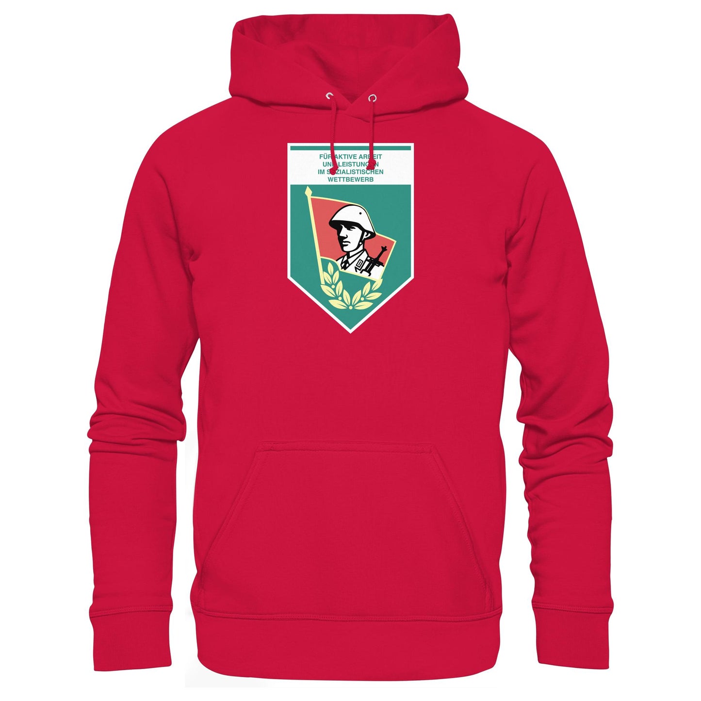 DDR Ostalgie Kapuze / Hoodie Unisex • FÜR AKTIVE LEISTUNG UND ARBEIT (ORIGINAL WIMPEL)