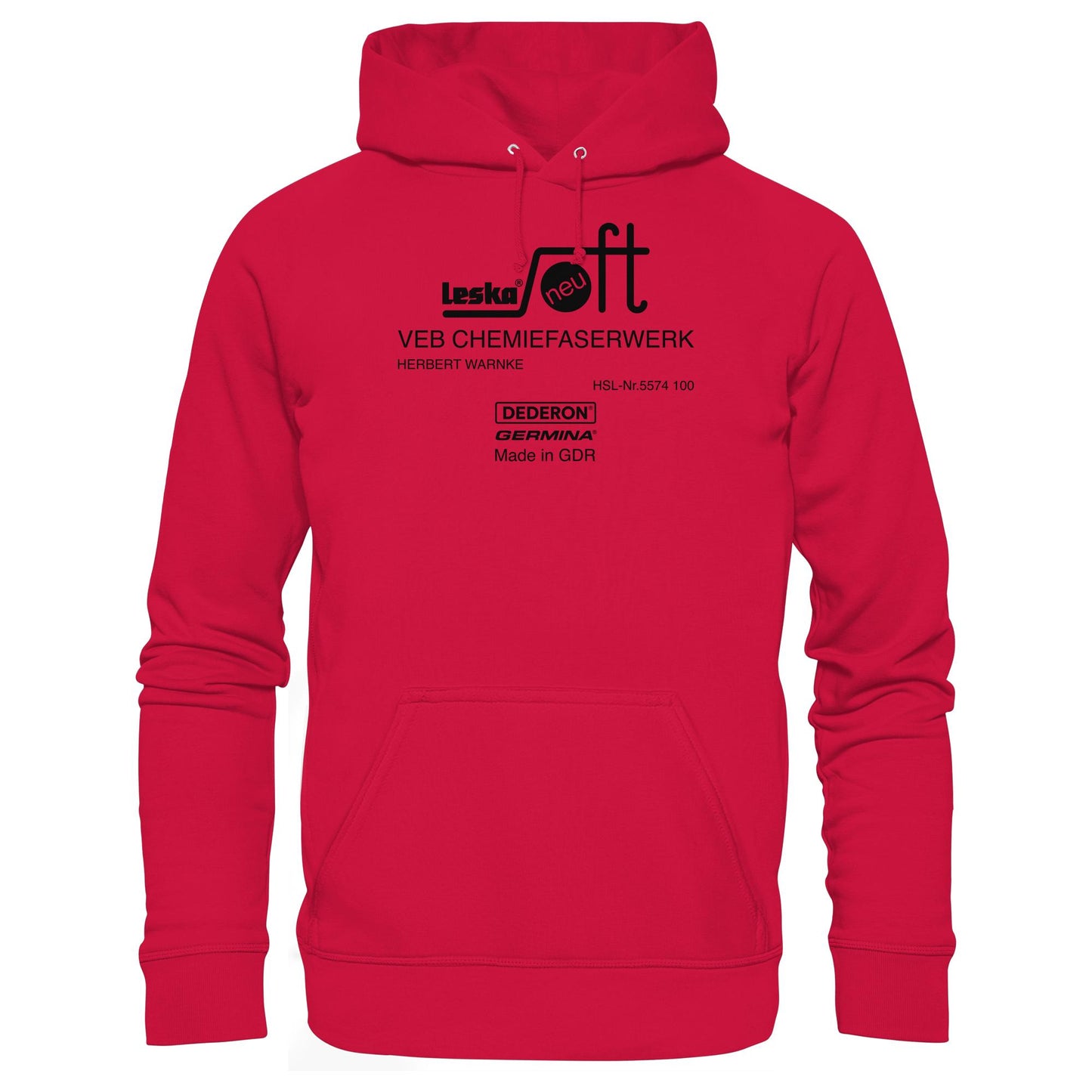 DDR Ostalgie Kapuze / Hoodie Unisex • LESKA VEB CHEMIEFASERWERK HERBERT WARNKE - DEDERON, GERMINA