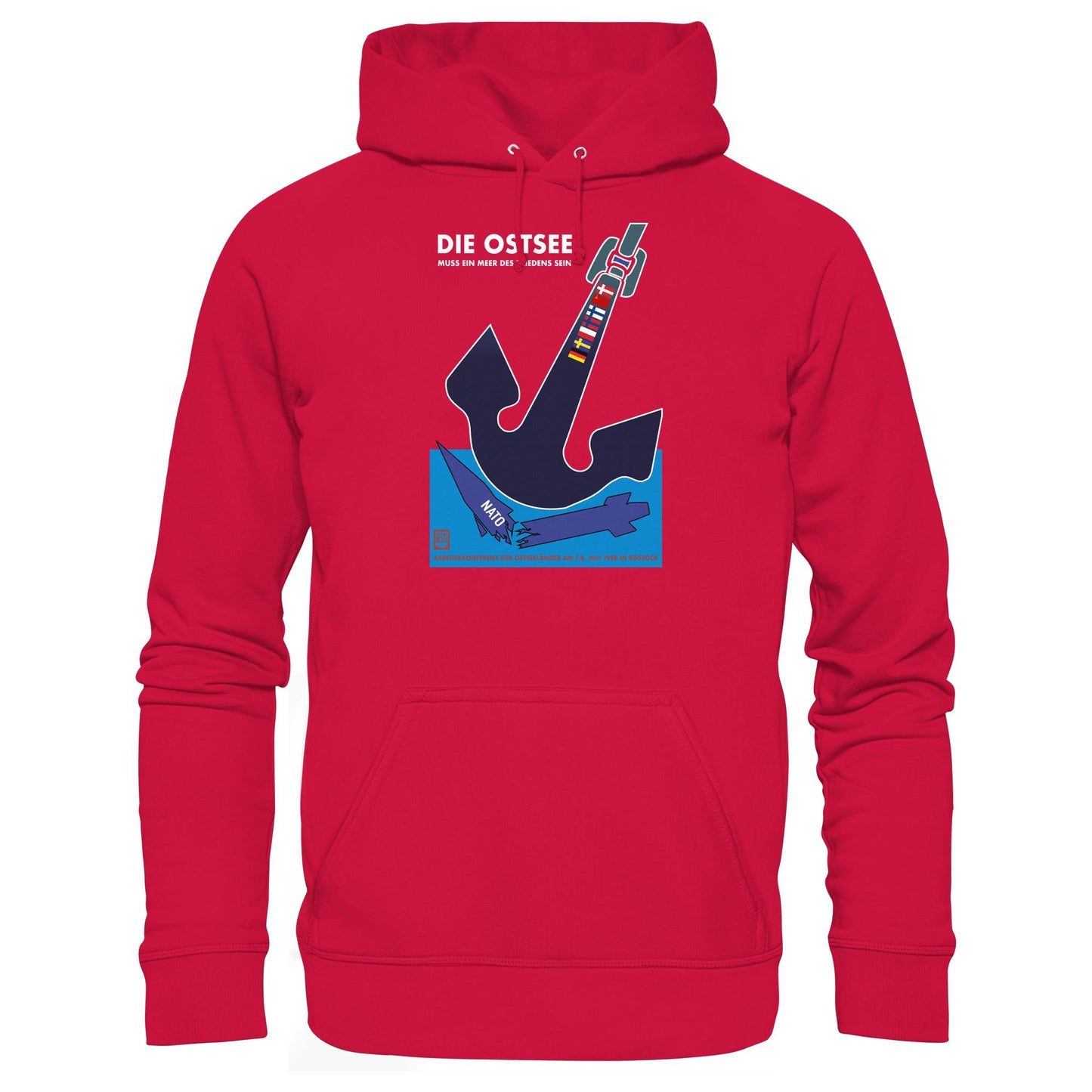 DDR Ostalgie Kapuze / Hoodie Unisex • DIE OSTSEE MUSS EIN MEER DES FRIEDENS SEIN, ARBEITERKONFERENZ 1958