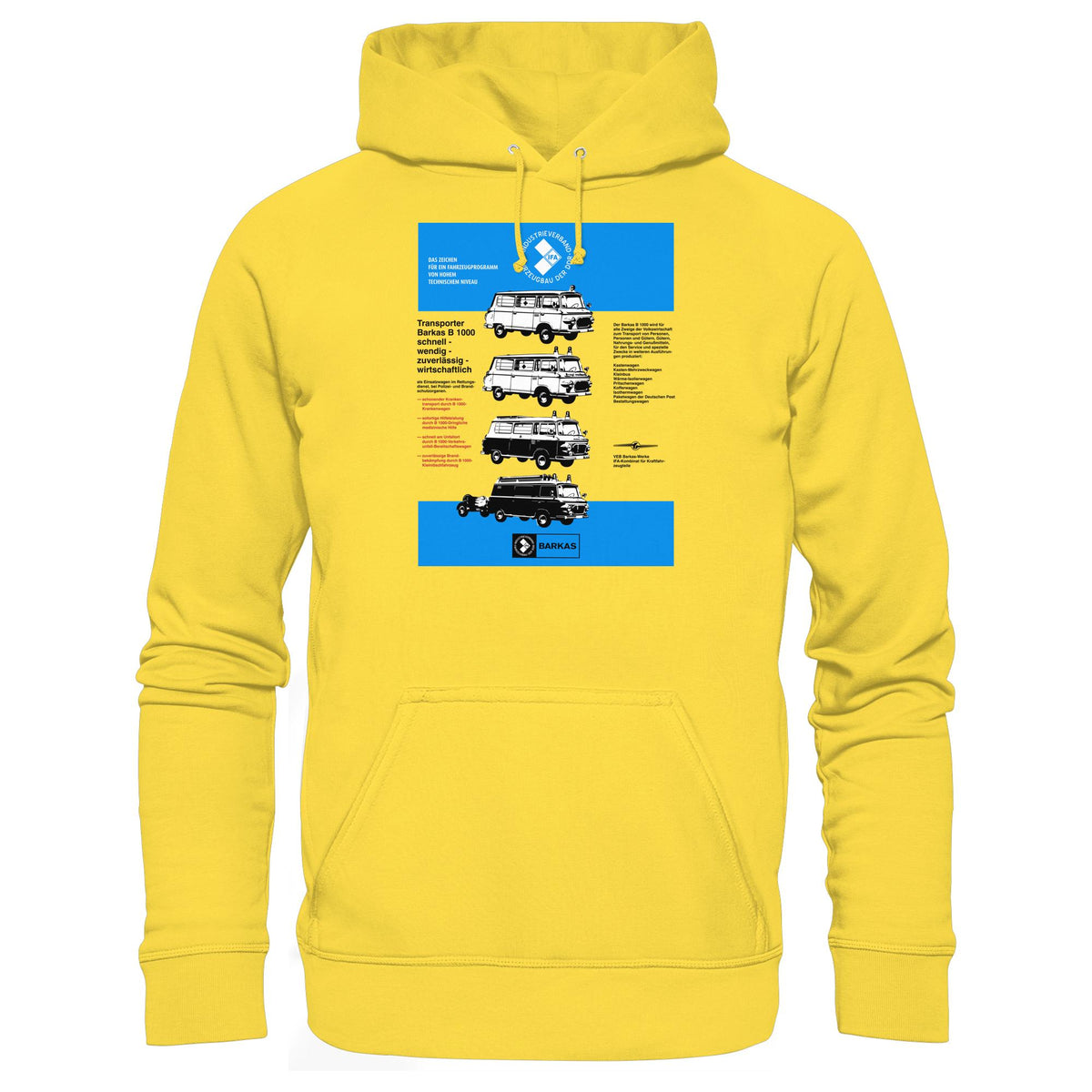 DDR Ostalgie Kapuze / Hoodie Unisex • IFA BARKAS B 1000 (ORIGINAL-PLAKAT)