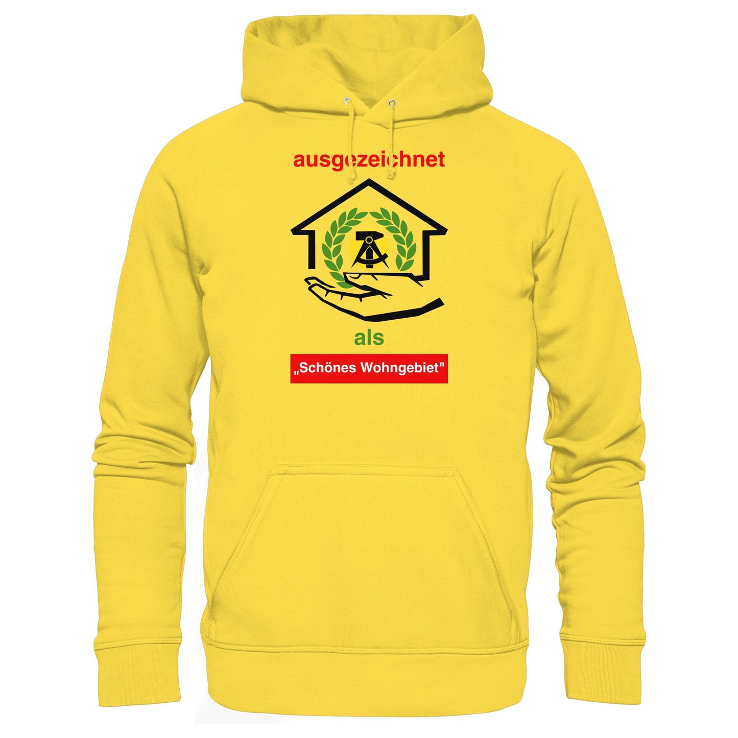 DDR Ostalgie Kapuze / Hoodie Unisex • AUSZEICHNUNG SCHÖNES WOHNGEBIET (ORIGINAL SCHILD)