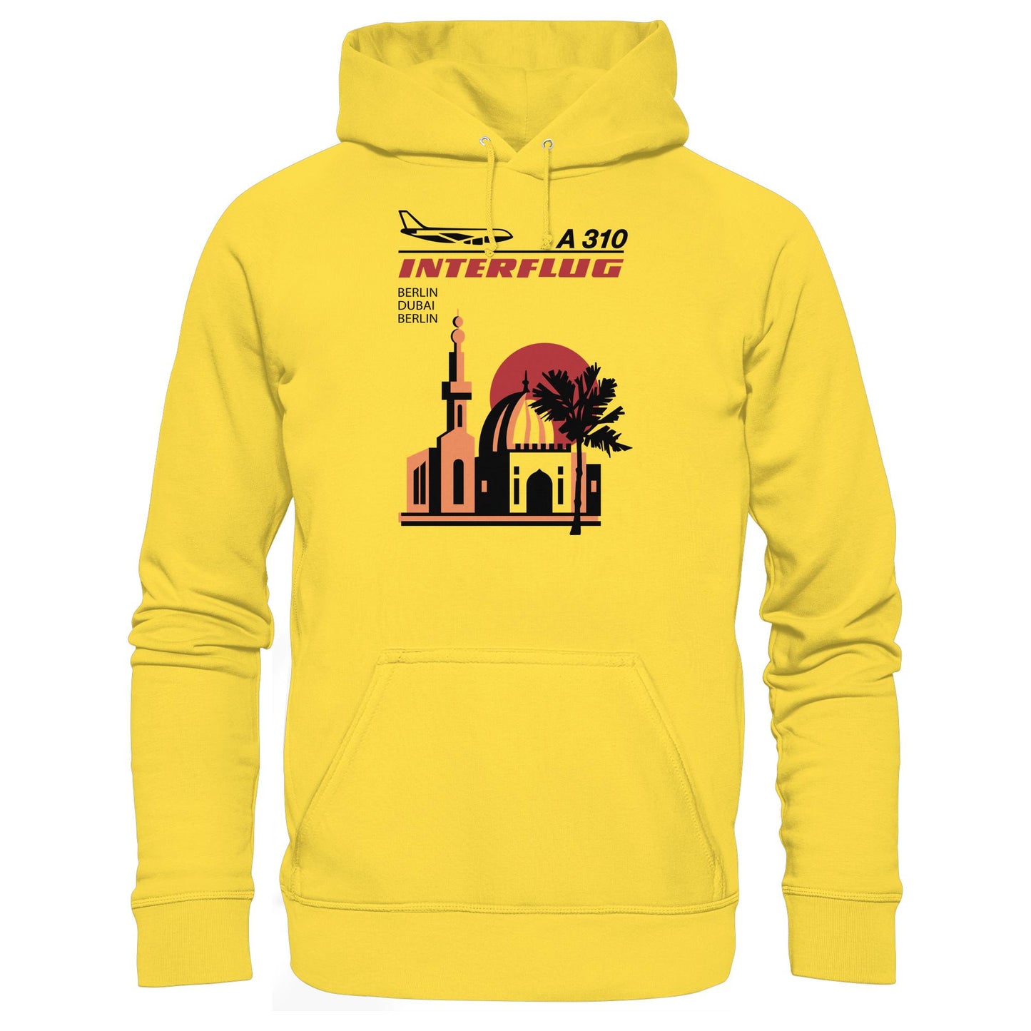 DDR Ostalgie Kapuze / Hoodie Unisex • INTERFLUG BERLIN - DUBAI (ORIGINAL SONDERSTEMPEL)