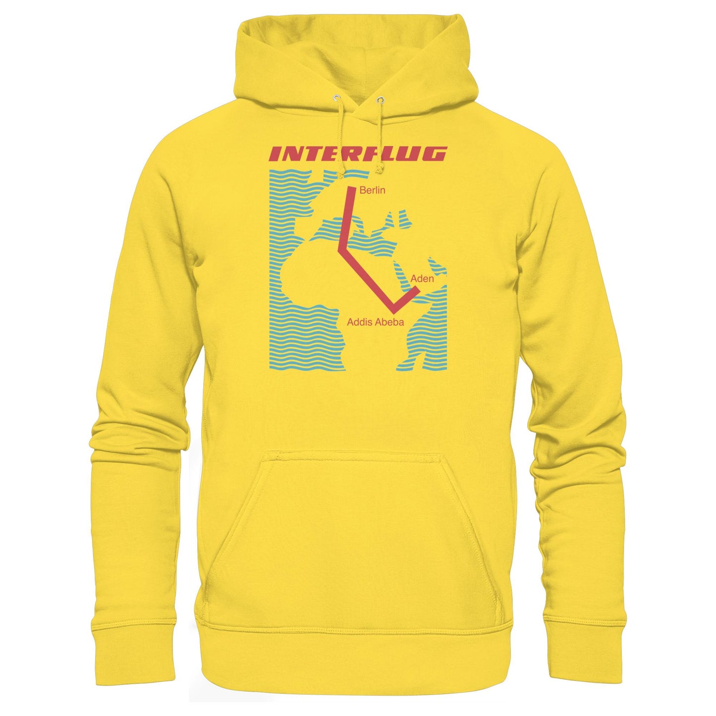 DDR Ostalgie Kapuze / Hoodie Unisex • INTERFLUG BERLIN - ADDIS ABEBA (ORIGINAL SONDERSTEMPEL)